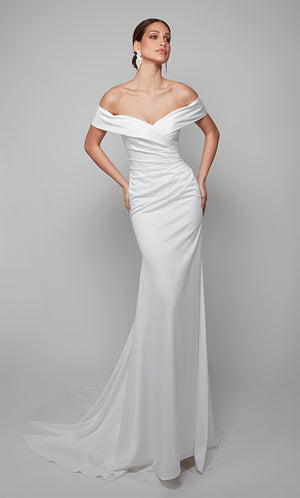 UNK-7059. Long, Off The Shoulder, Straight, Closed Back image 2