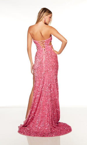 UNK-61335. Long, Strapless, Straight, Lace Up Back image 2