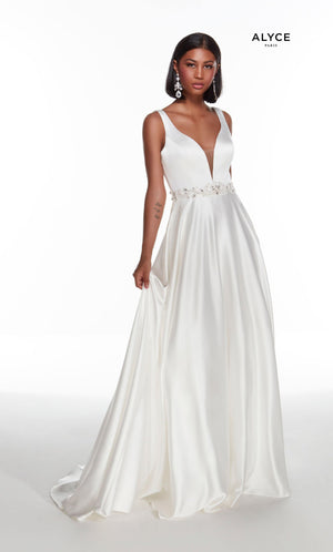 UNK-1422. Long, Plunging Neckline, A-Line image 2