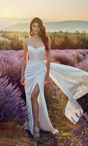 UNK-7093. Long, Strapless, Straight, Closed Back image 0