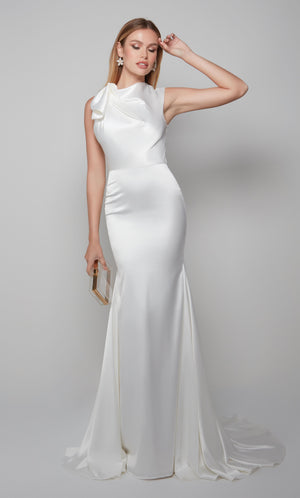 UNK-7067. Long, High Neck, Fit N Flare, Closed Back image 2