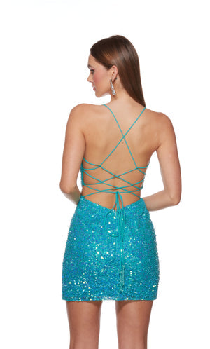 UNK-4643. Short, V-neck, Straight, Open Back image 2