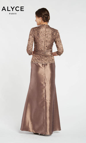 UNK-29143. Long, Straight, V Neckline, 3/4 Sleeves, Enclosed Back image 1