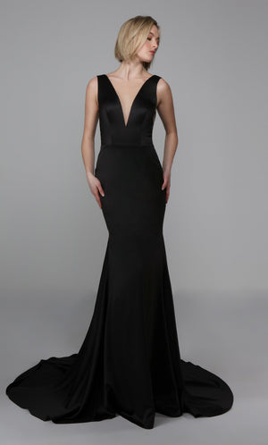 UNK-Wedding Dress: 7021. Long Sexy Wedding Dress, Plunging Neckline, Fit N Flare image 6