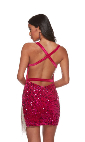 UNK-4747. Short, Plunging Neckline, Straight, Open Back image 3