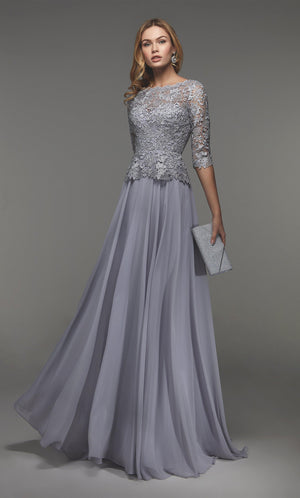 UNK-27470. Long Formal Dress, Illusion Neckline, Flowy image 2