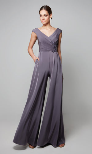 UNK-27559. Long, V-neck, Jumpsuit, V Shaped Back image 3