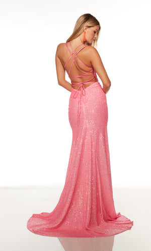 UNK-61362. Long, V Neck, Straight, Strappy Back image 1
