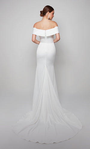 UNK-7059. Long, Off The Shoulder, Straight, Closed Back image 3