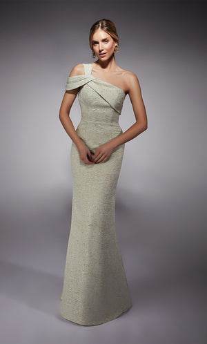 UNK-27749. Long, One Shoulder, Fit N Flare, Closed Back image 0