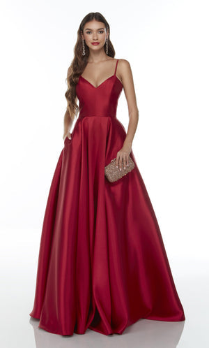 UNK-1716. Long Mikado Dress, Sweetheart Neckline, A-line image 0