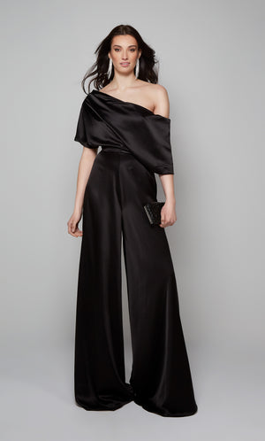 UNK-70019. Long, One Shoulder, Jumpsuit, Closed Back image 4