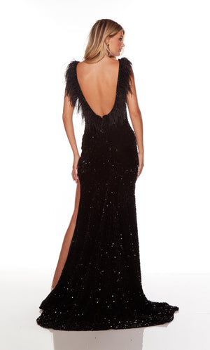 UNK-61374. Long, Plunging Neckline, Straight, Open Back image 1