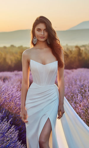 UNK-7093. Long, Strapless, Straight, Closed Back image 1