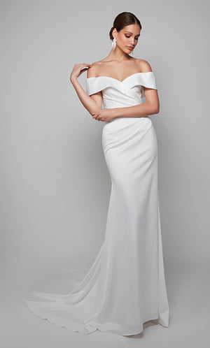 UNK-7059. Long, Off The Shoulder, Straight, Closed Back image 4