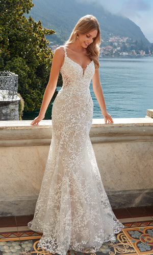 UNK-7077. Long, Plunging Neckline, Fit N Flare image 0