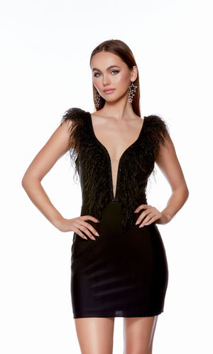 UNK-4725. Short, Plunging Neckline, Straight, Open Back image 0