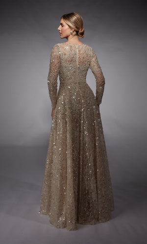 UNK-27757. Long, Illusion Neckline, A-line image 1