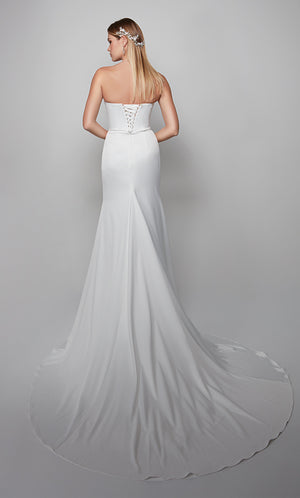 UNK-7056. Long, Strapless, Straight, Lace-up Back image 3