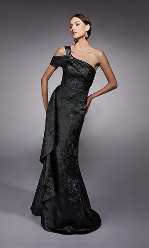 UNK-27734. Long, One Shoulder, Fit N Flare, Closed Back image 2