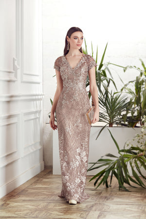 UNK-27525. Long Mob Dresses, Illusion Neckline, A-line image 3