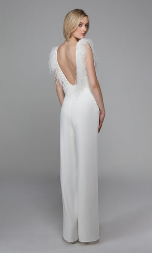 UNK-1707. Long Jumpsuit, Plunging Neckline, Jumpsuit image 3