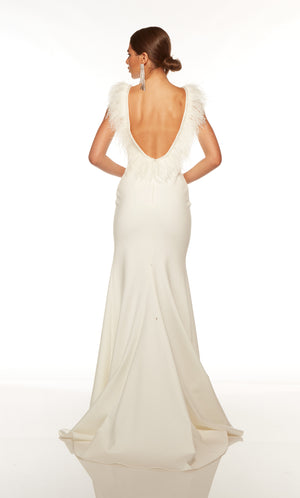 UNK-7087. Long, Plunging Neckline, Straight, Open Back image 1