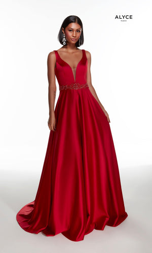 UNK-1422. Long, Plunging Neckline, A-Line image 5