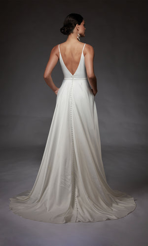 UNK-7089. Long, V-neck, A-line, V Shaped Back image 4