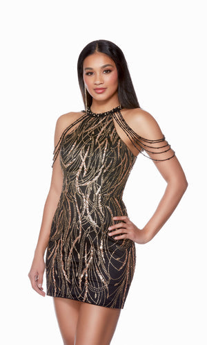 UNK-4682. Short, High Neck, Straight, Closed Back image 0