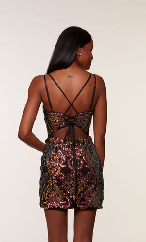 UNK-4653. Short, V-neck, Straight, Strappy Back image 1