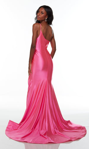 UNK-61159. Long Fitted Dresses, One Shoulder, Fit N Flare image 6