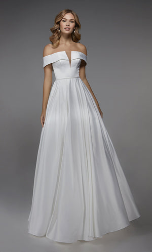 UNK-7023. Long Wedding Dress, Off The Shoulder, A-line image 0