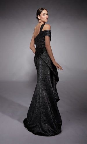 UNK-27734. Long, One Shoulder, Fit N Flare, Closed Back image 3