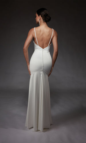 UNK-7090. Long, V-neck, Straight, Open Back image 3