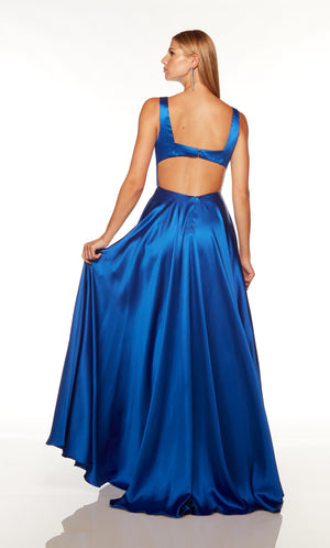UNK-1756. Long, Plunging Neckline, A-line, Cutout Back image 3