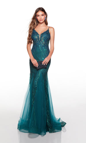 UNK-61419. Long, Plunging Neckline, Fit N Flare image 2