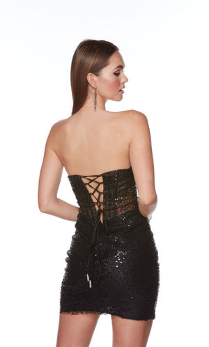 UNK-4678. Short, Strapless, Straight, Lace-up Back image 1