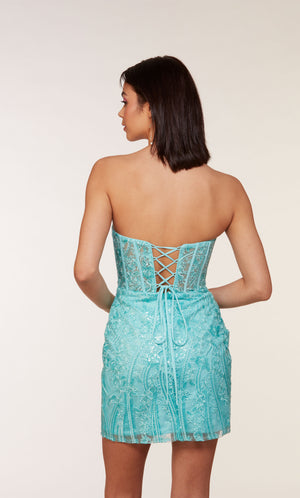 UNK-4616. Short, Strapless, Straight, Lace-up Back image 6