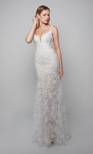 UNK-7077. Long, Plunging Neckline, Fit N Flare image 5