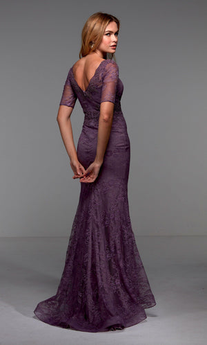 UNK-27536. Long Fitted Dresses, Illusion Neckline, Mermaid image 1
