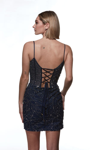 UNK-4862. Short, V-neck, Straight, Lace-up Back image 7