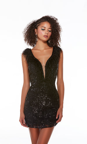 UNK-4676. Short, Plunging Neckline, Straight, Open Back image 0