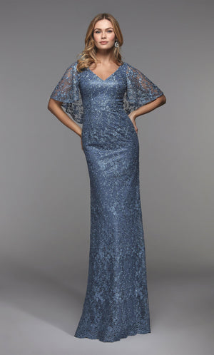 UNK-27506. Long Formal Dress, V-neck, Straight image 0