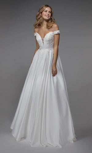 UNK-7034. Long Wedding Dress, Off The Shoulder, A-line image 0
