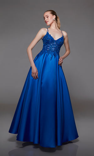UNK-1798. Long, V-neckline, Ballgown, Lace-up Back image 6