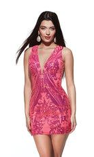 UNK-4894. Short, Plunging Neckline, Straight image 2