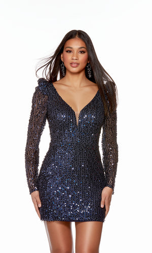UNK-4789. Short, Plunging Neckline, Straight, Open Back image 0