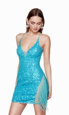 UNK-4624. Short, Plunging Neckline, Straight, Open Back image 0