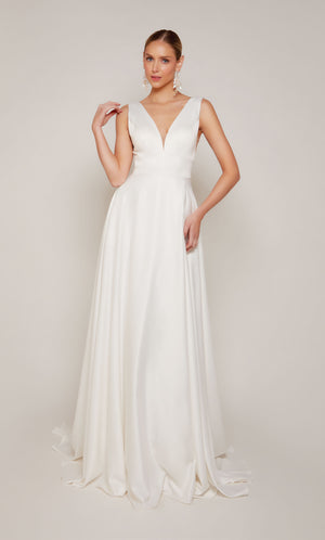 UNK-7096. Long, V-neck, A-line, V Shaped Back image 7